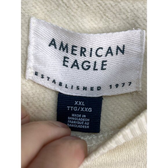 American Eagle Cream Button Shoulder Sweatshirt XXL - Picture 2 of 6